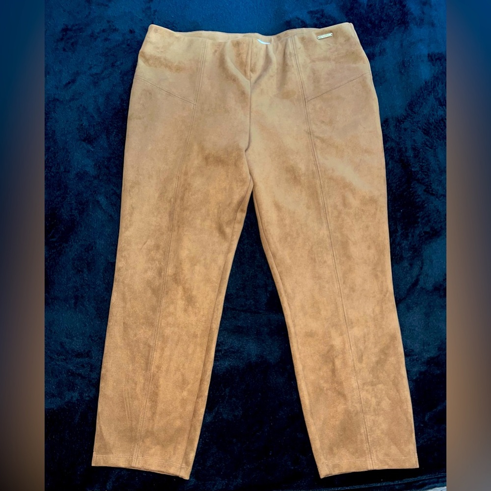 Marc New York by Andrew Marc Faux Suede Pants, Pull-on, Tobacco Brown, Size XL